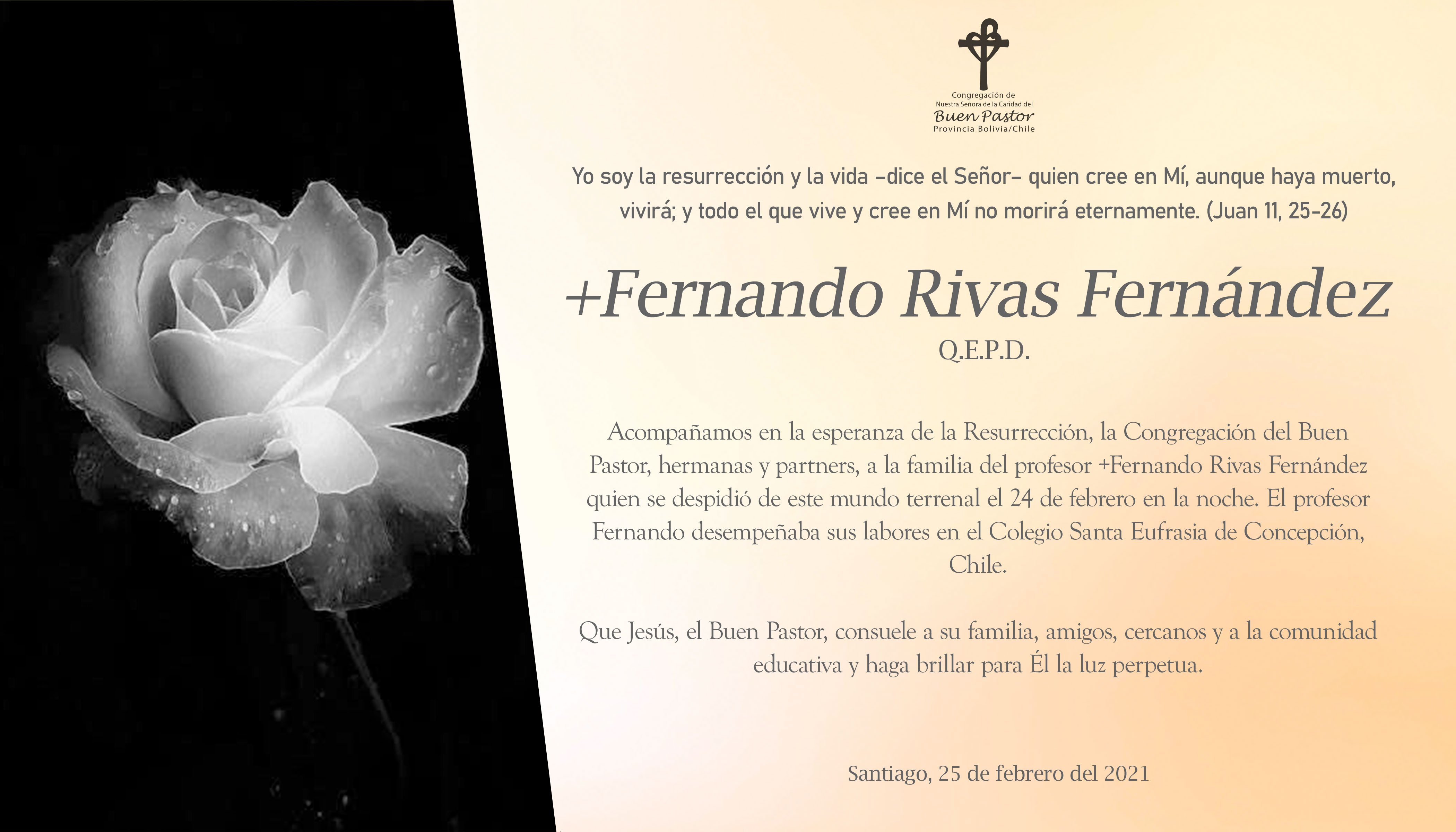 tarjeta de condolencias Fernando Rivas Fernández