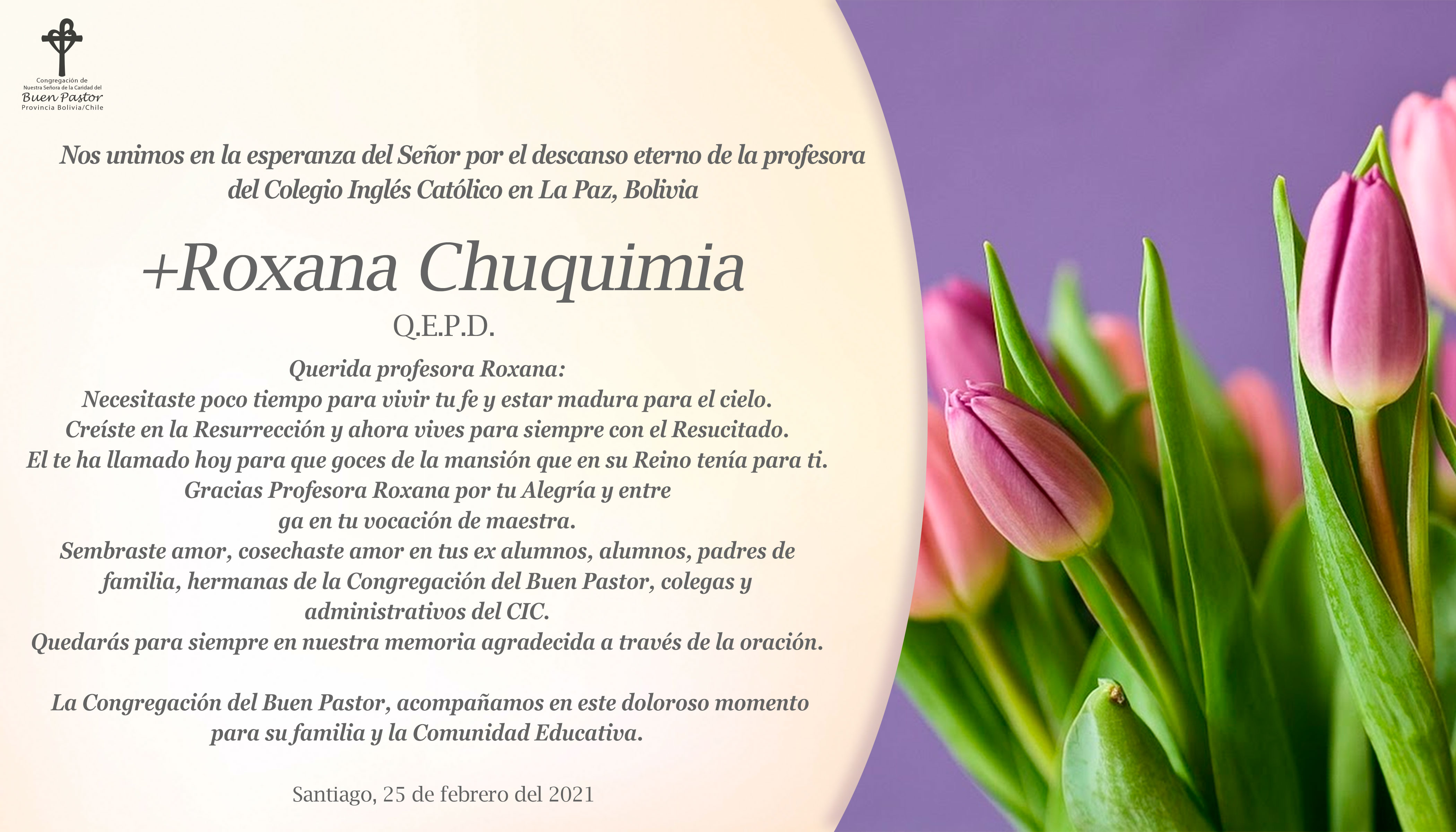 tarjeta de condolencias Roxana Chuquimia